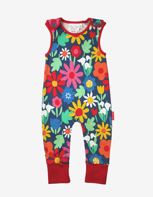 Organic cotton romper with eye-catching floral pattern