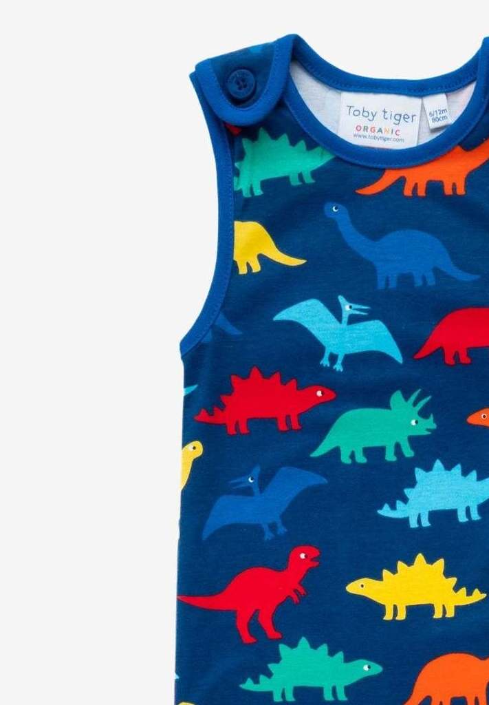 Bio Baumwoll - Strampler und buntem Regenbogen Dinosaurier Aufdruck - Toby Tiger GmbH