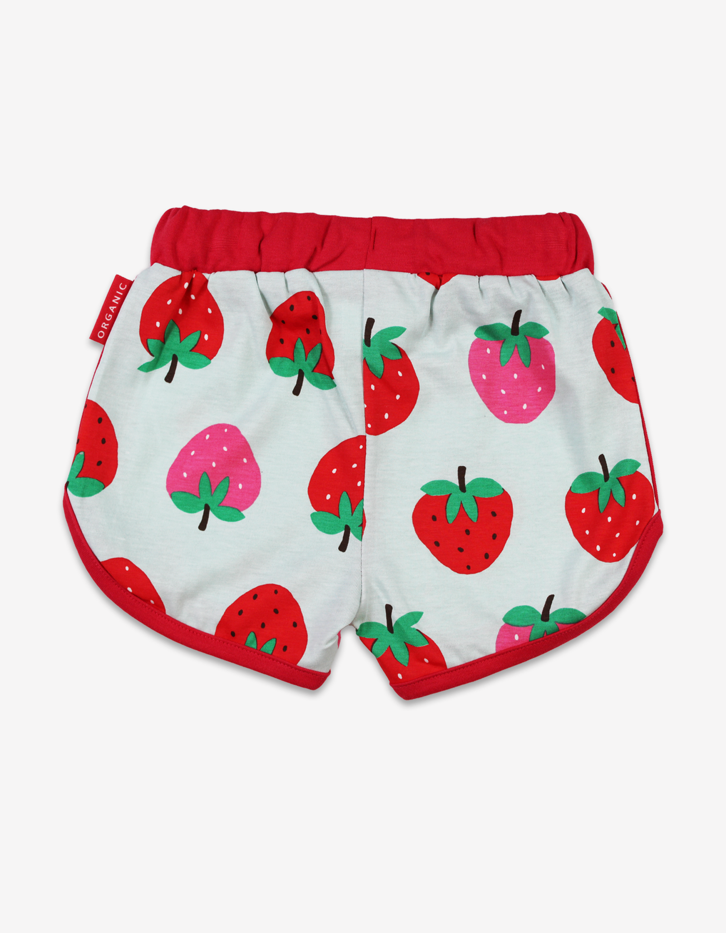 Organic running shorts with strawberry print