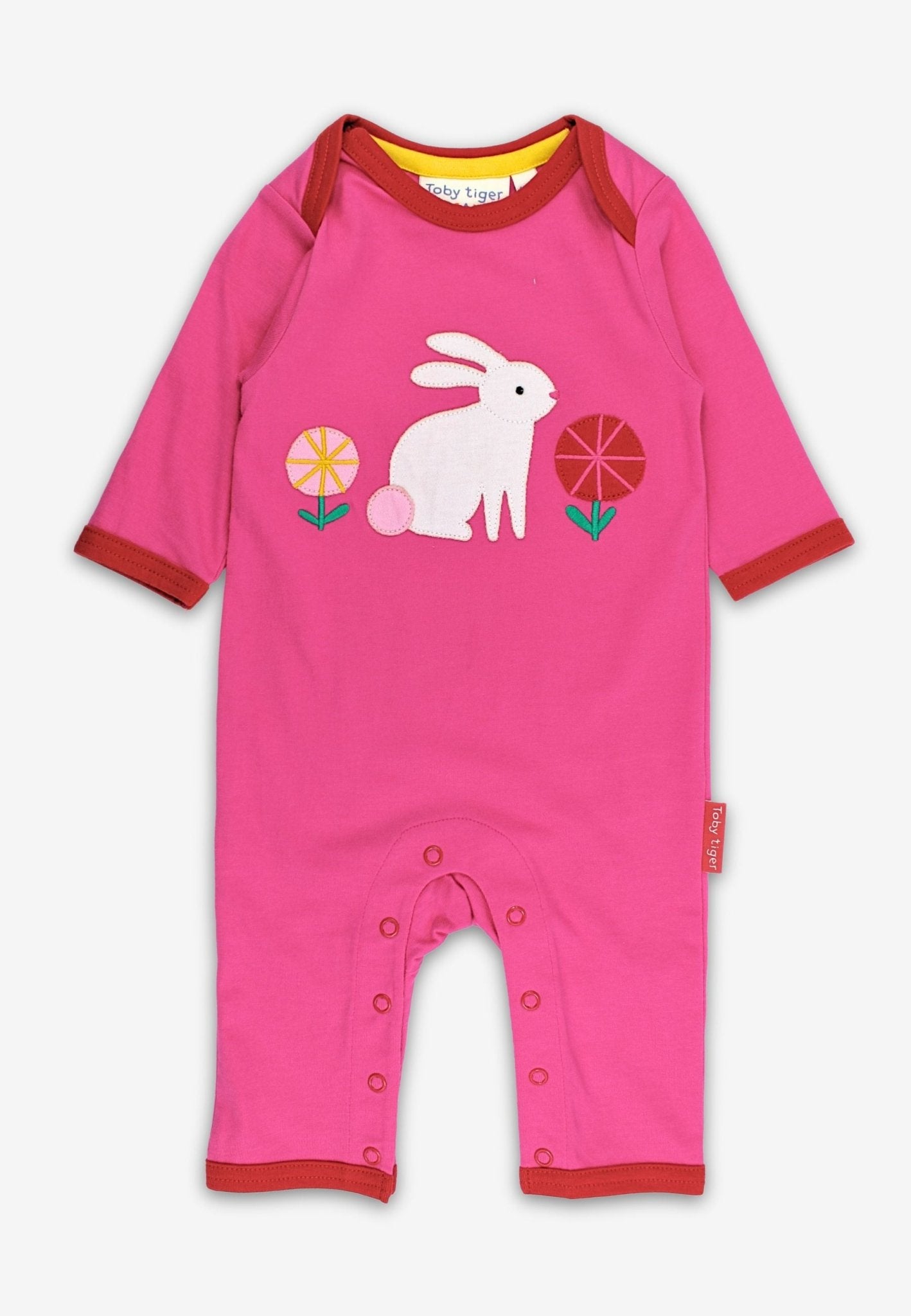 Bio - Baumwoll Baby Schlafanzug einteilig mit Hasenparty - Applikation - Toby Tiger GmbH
