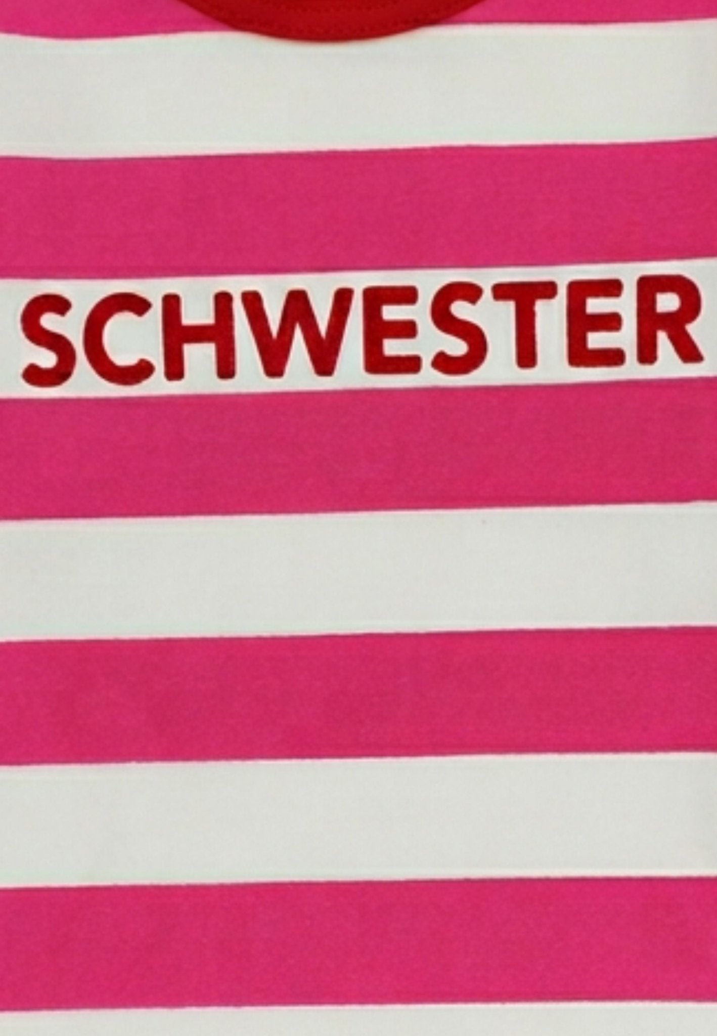 Bio - Baumwoll Baby Schlafanzug einteilig pink - gestreift mit Schwester - Applikation - Toby Tiger GmbH