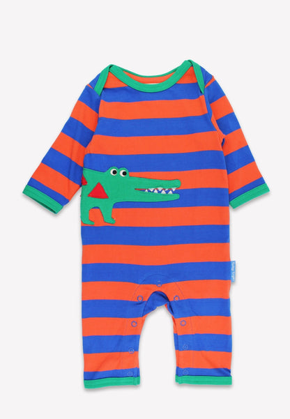 Bio - Baumwoll Baby Schlafanzug einteilig mit Krokodil - Applikation - Toby Tiger GmbH