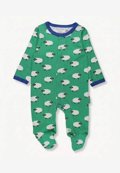 Organic Cotton One-Piece Baby Sleepsuit with Sheep Print