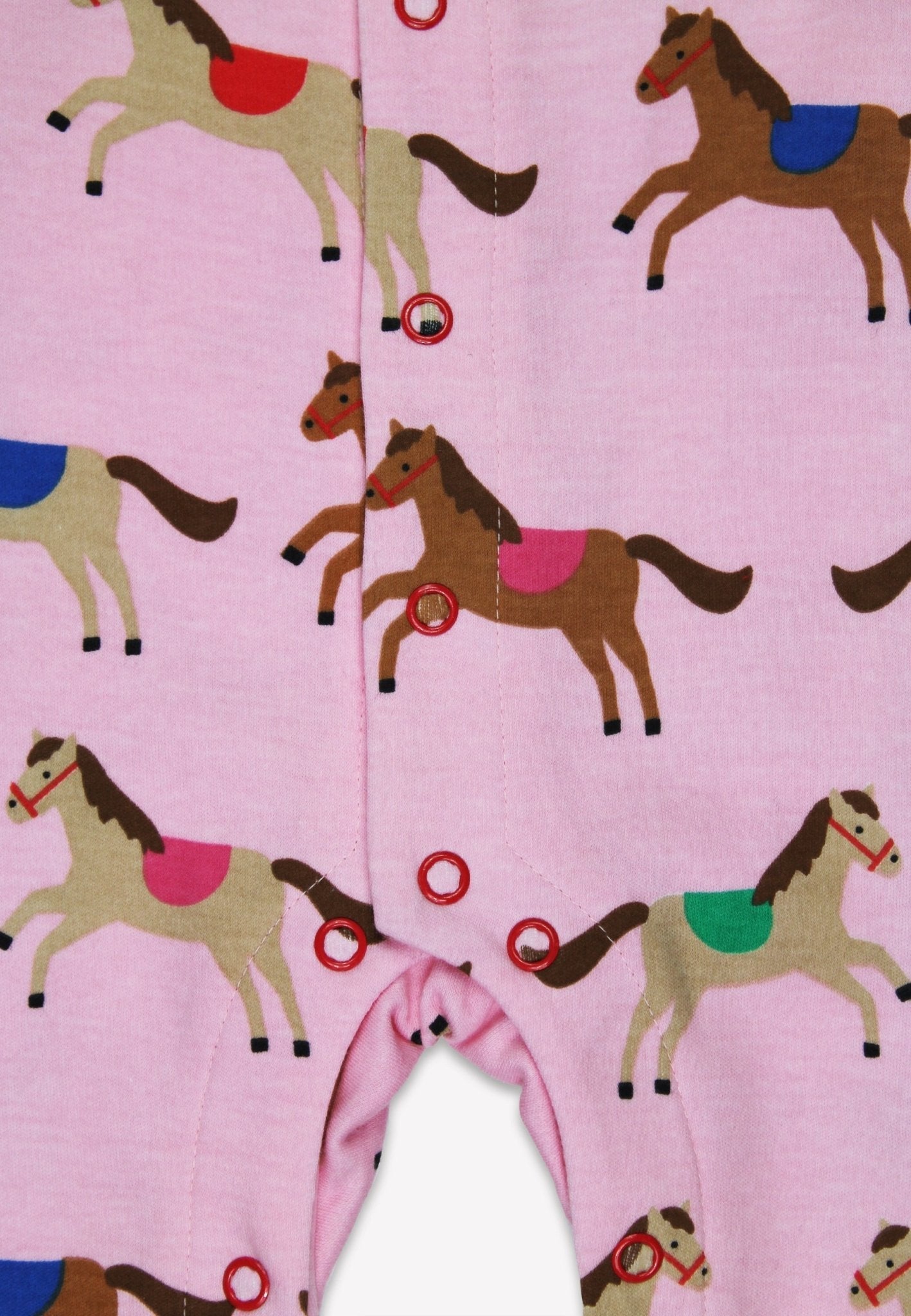 Bio-Baumwoll Baby Strampler, Rosa mit Pferde-Druck