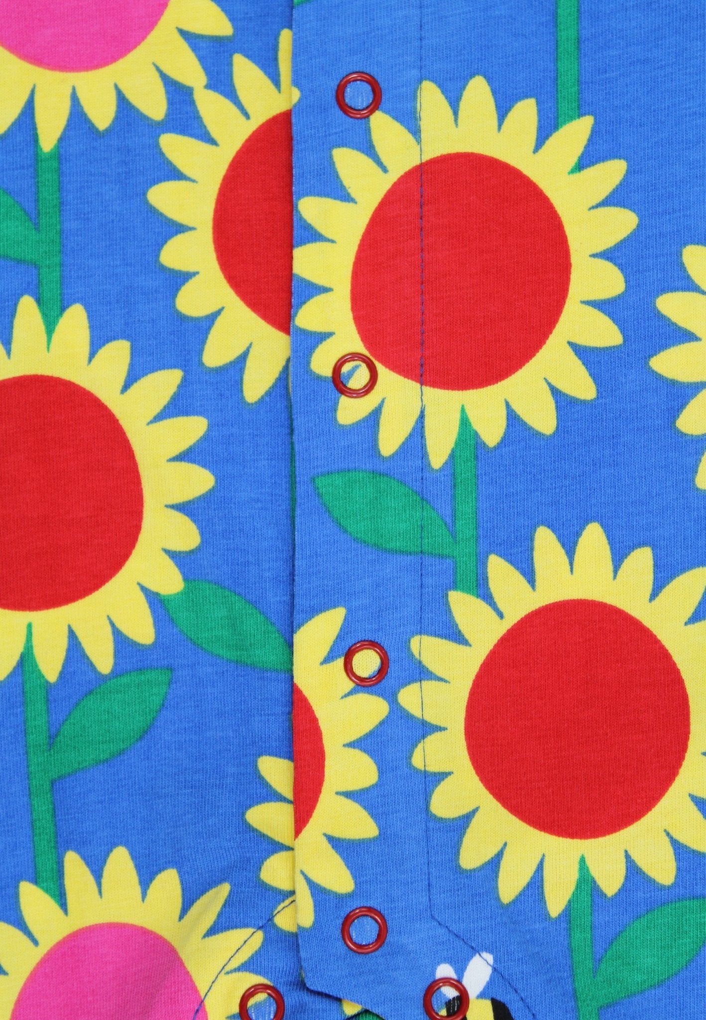 Bio - Baumwoll Baby Schlafanzug einteilig mit Sonnenblumen - Meer - Druck - Toby Tiger GmbH