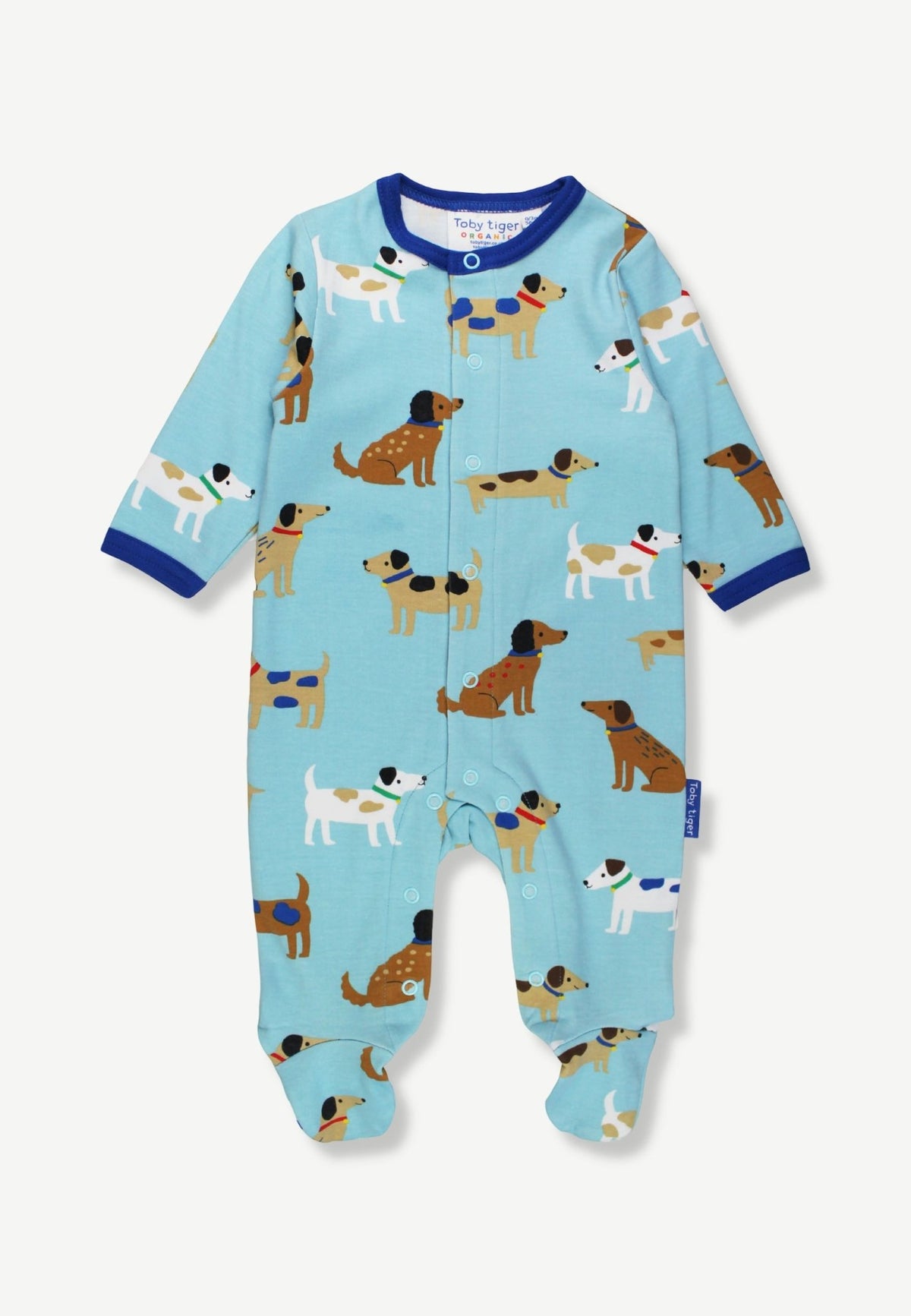Bio-Baumwoll Baby Schlafanzug einteilig mit Hunde-Druck