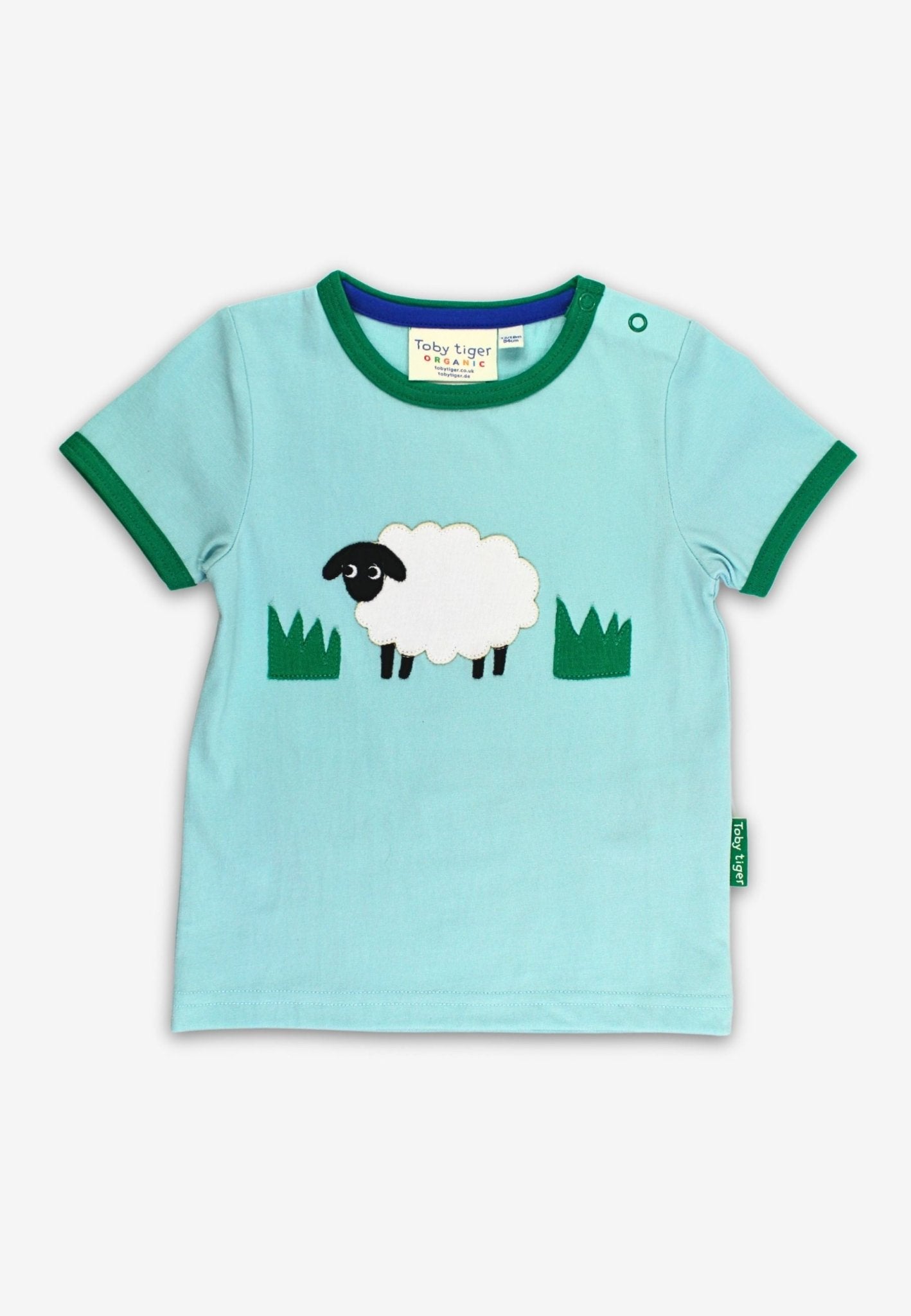 Bio - Baumwoll Kinder Shirt kurzarm mit Kuschelschaf - Applikation - Toby Tiger GmbH
