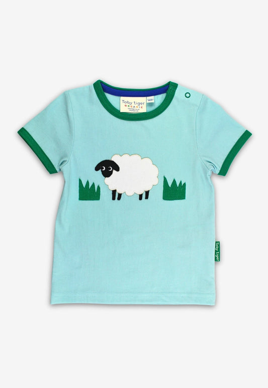 Bio - Baumwoll Kinder Shirt kurzarm mit Kuschelschaf - Applikation - Toby Tiger GmbH