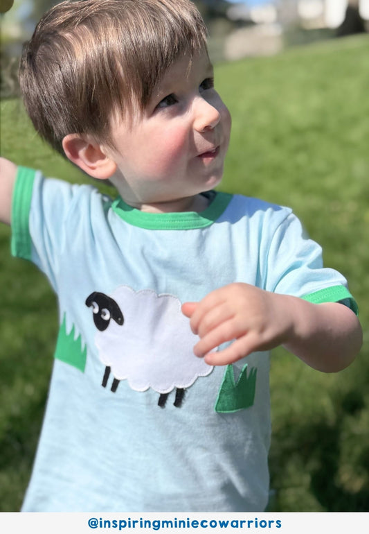 Bio - Baumwoll Kinder Shirt kurzarm mit Kuschelschaf - Applikation - Toby Tiger GmbH