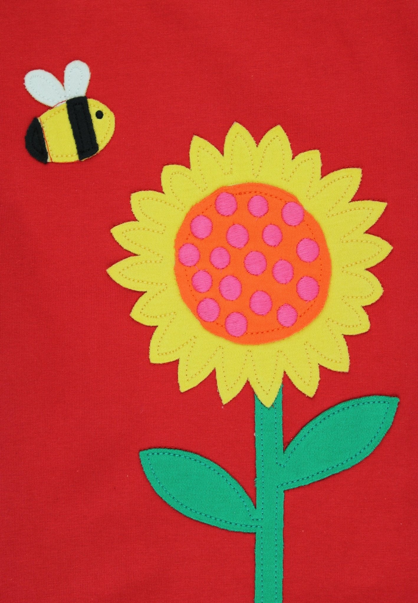 Bio - Baumwoll Kinder Shirt kurzarm mit Sonnenblumen - Meer - Applikation - Toby Tiger GmbH