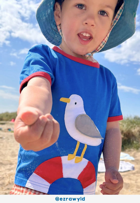 Bio - Baumwoll Kinder Shirt kurzarm mit Möwentanz - Applikation - Toby Tiger GmbH