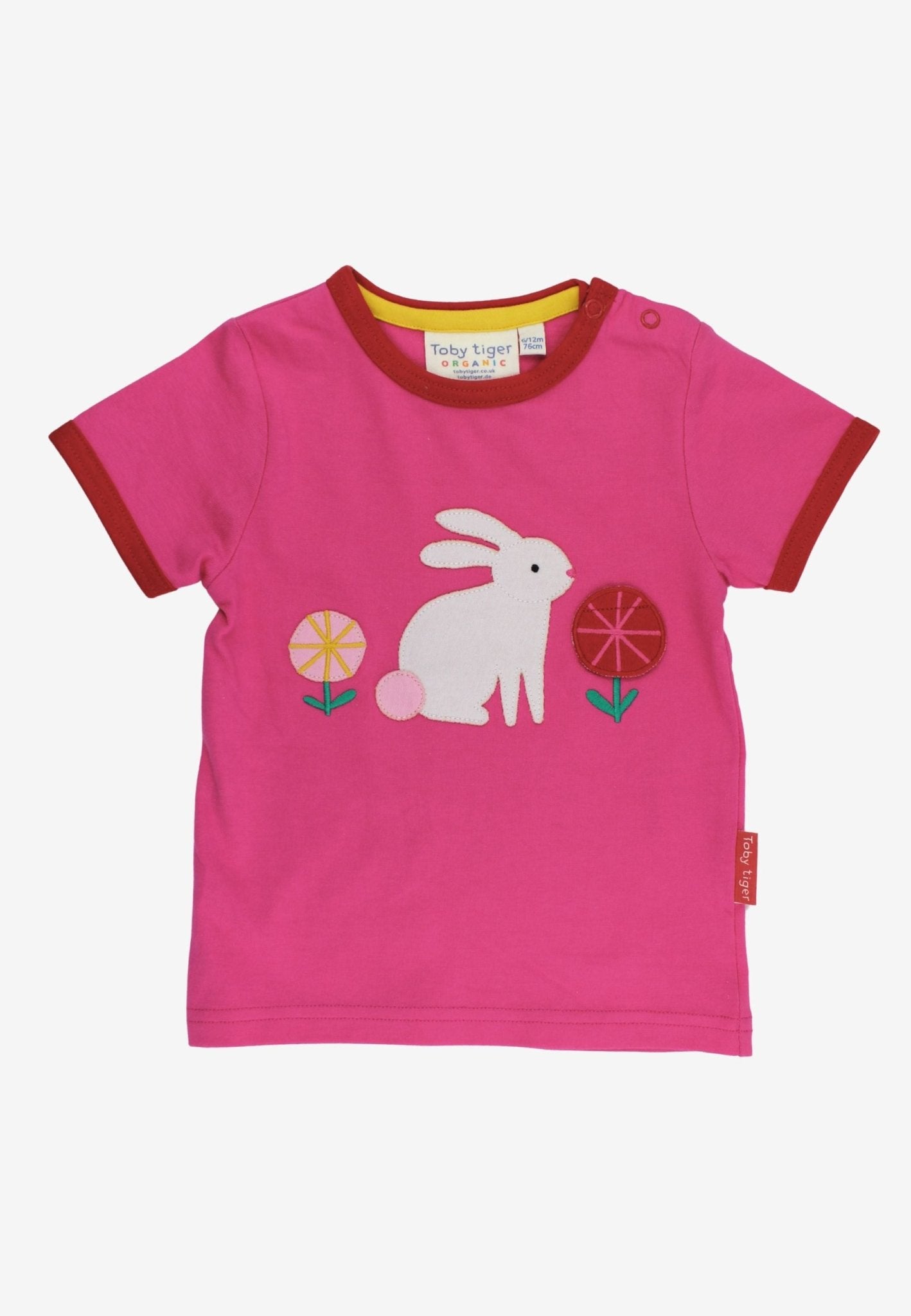 Bio - Baumwoll Kinder Shirt kurzarm mit Hasenparty - Applikation - Toby Tiger GmbH
