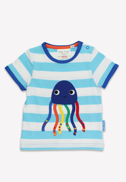 Bio - Baumwoll Kinder Shirt kurzarm mit Quallen - Applikation - Toby Tiger GmbH