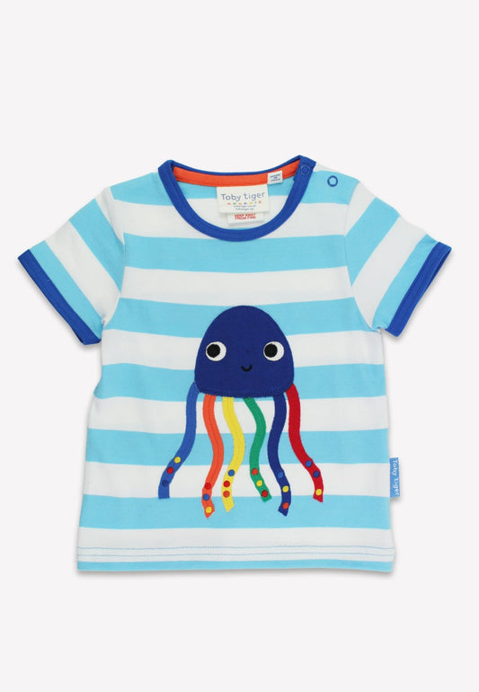 Bio - Baumwoll Kinder Shirt kurzarm mit Quallen - Applikation - Toby Tiger GmbH