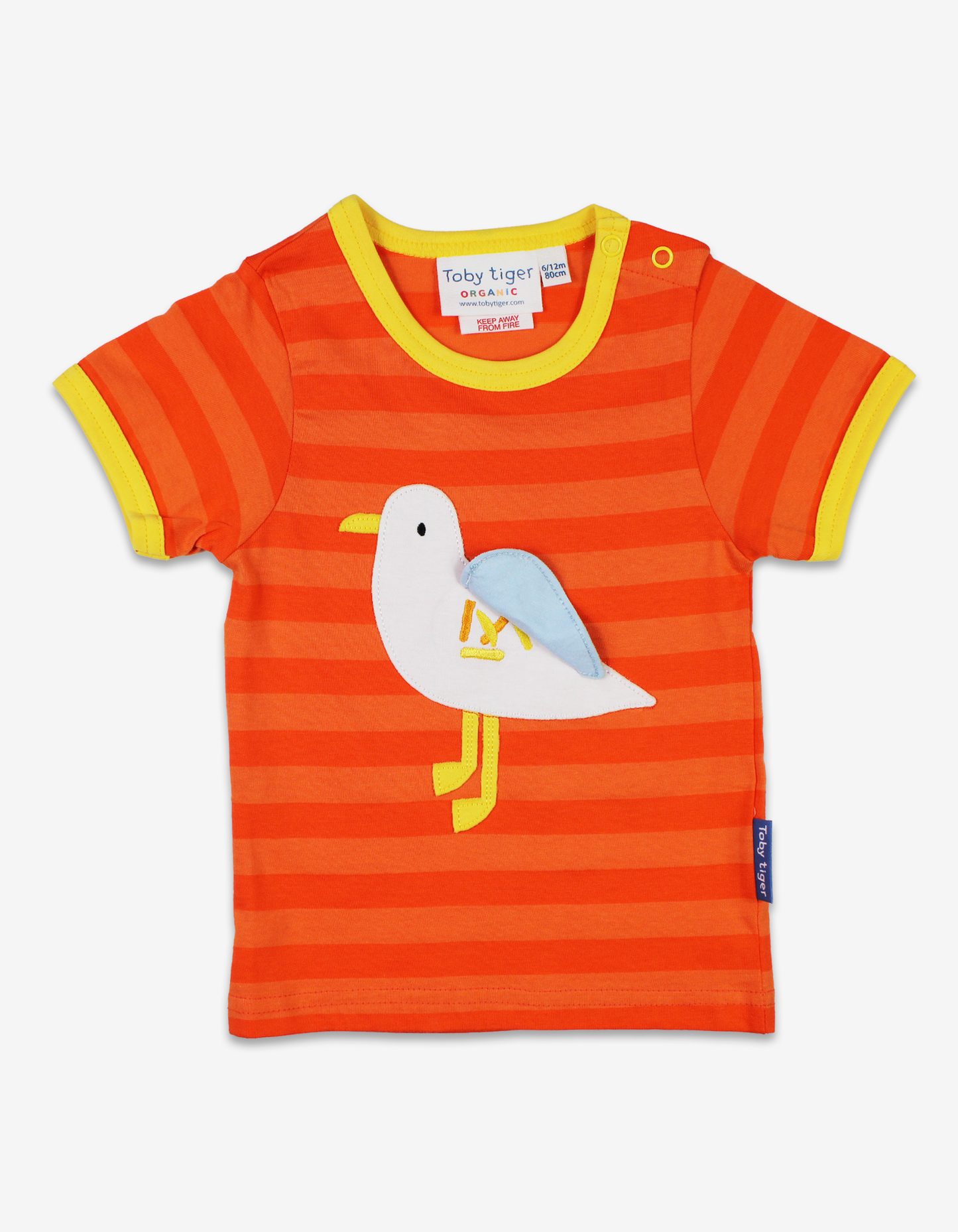 Organic cotton short-sleeved shirt with seagull appliqué
