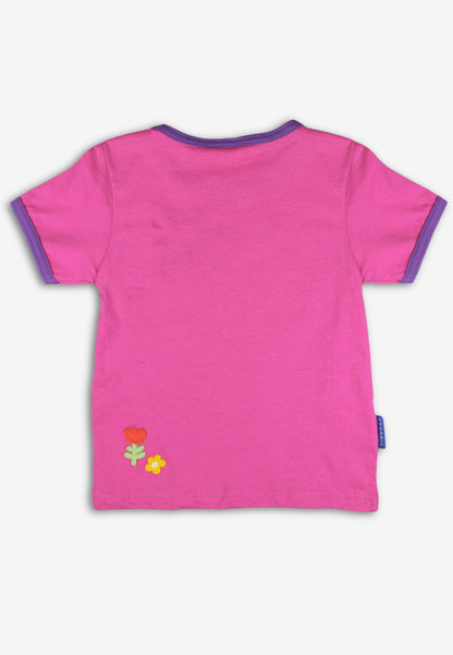 Bio-Baumwoll Kinder Shirt kurzarm mit Pferde und Blumen-Applikation