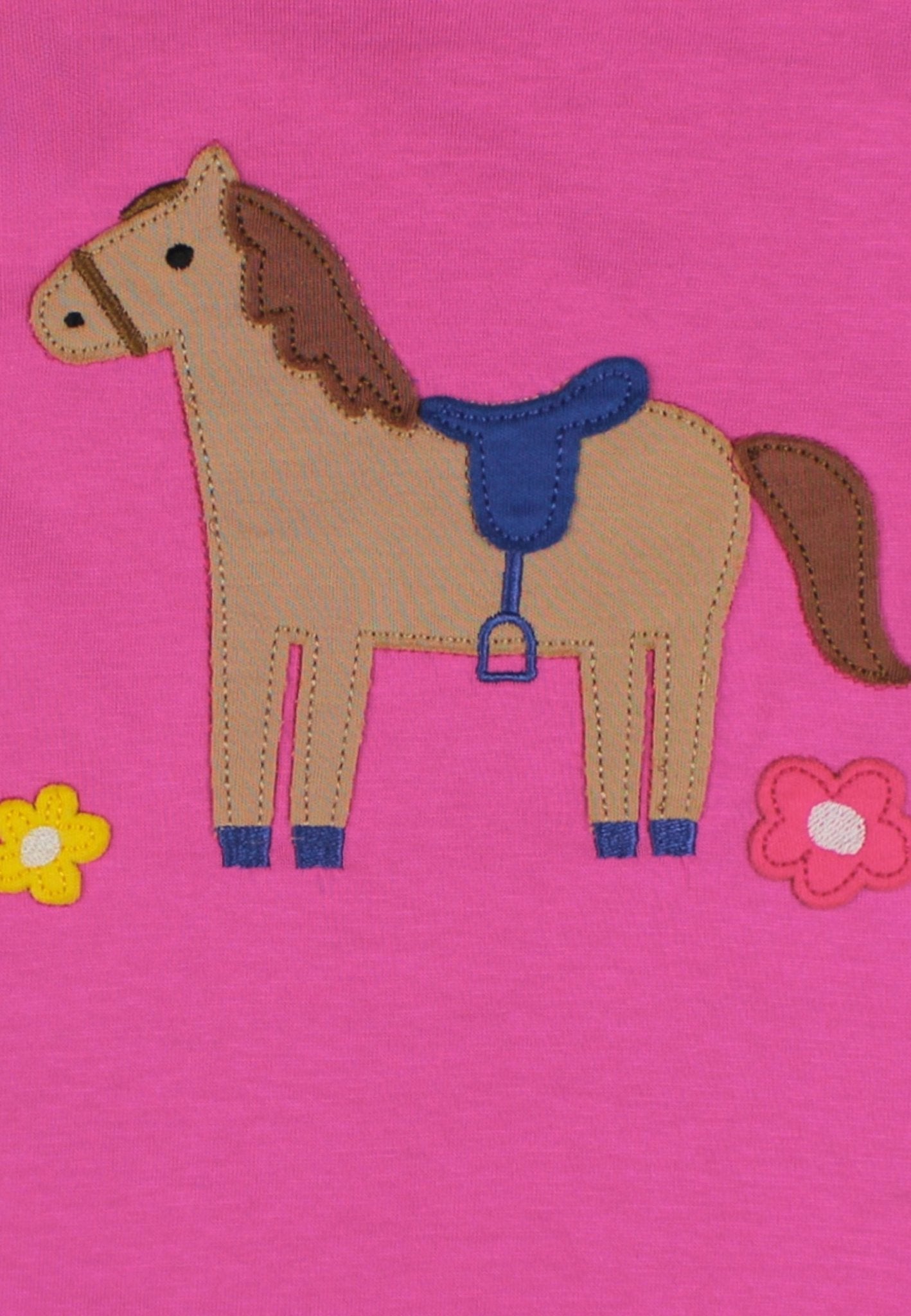 Bio - Baumwoll Kinder Shirt kurzarm mit Pferde und Blumen - Applikation - Toby Tiger GmbH
