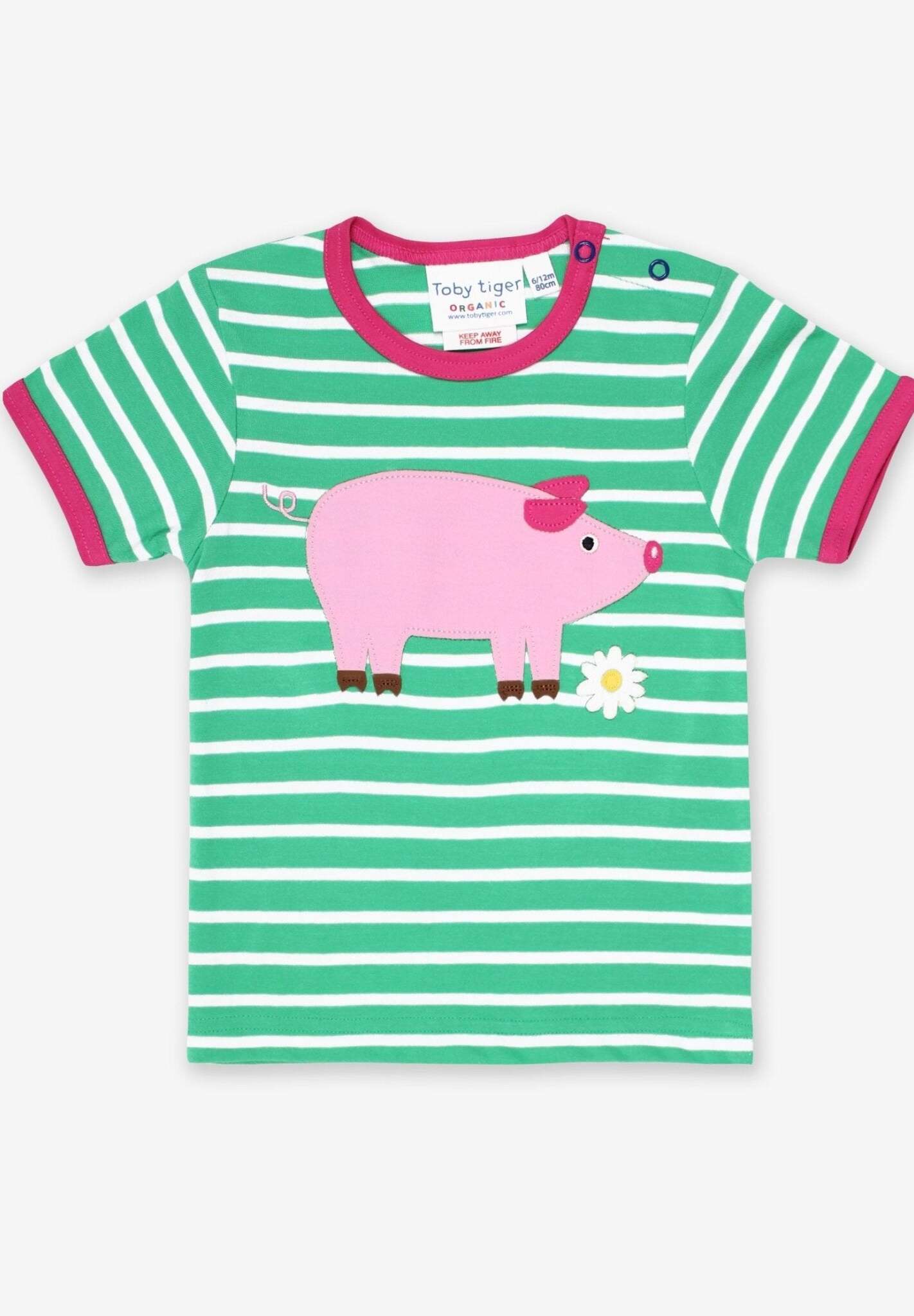 T-Shirt aus Bio Baumwolle mit Schweinchen Applikation - Toby Tiger GmbH