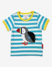 Load image into Gallery viewer, Organic cotton short sleeve shirt with puffin appliqués
