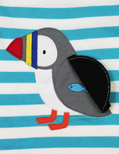 Load image into Gallery viewer, Organic cotton short sleeve shirt with puffin appliqués
