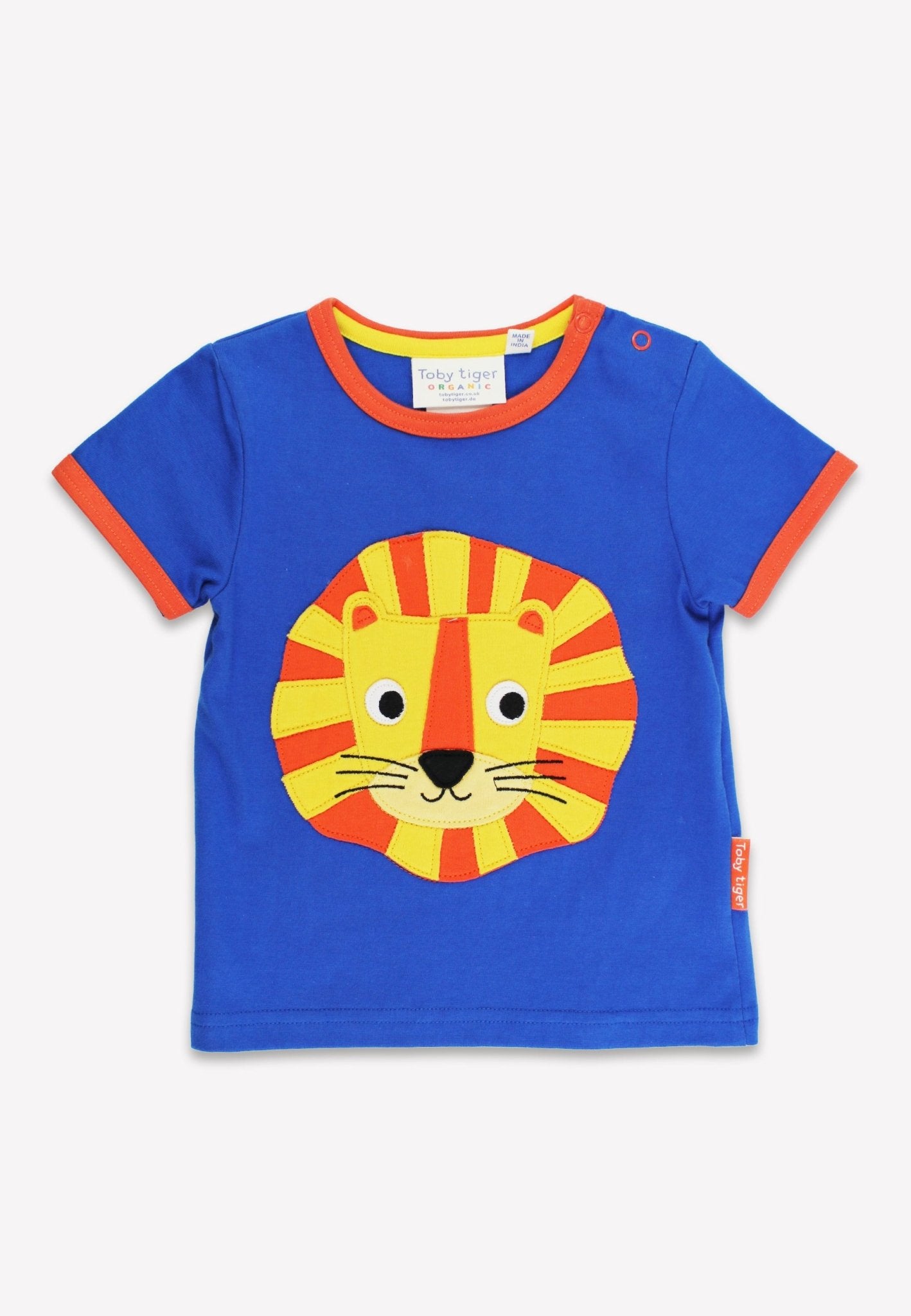 Bio - Baumwoll Kinder Shirt kurzarm mit Löwen - Applikation - Toby Tiger GmbH