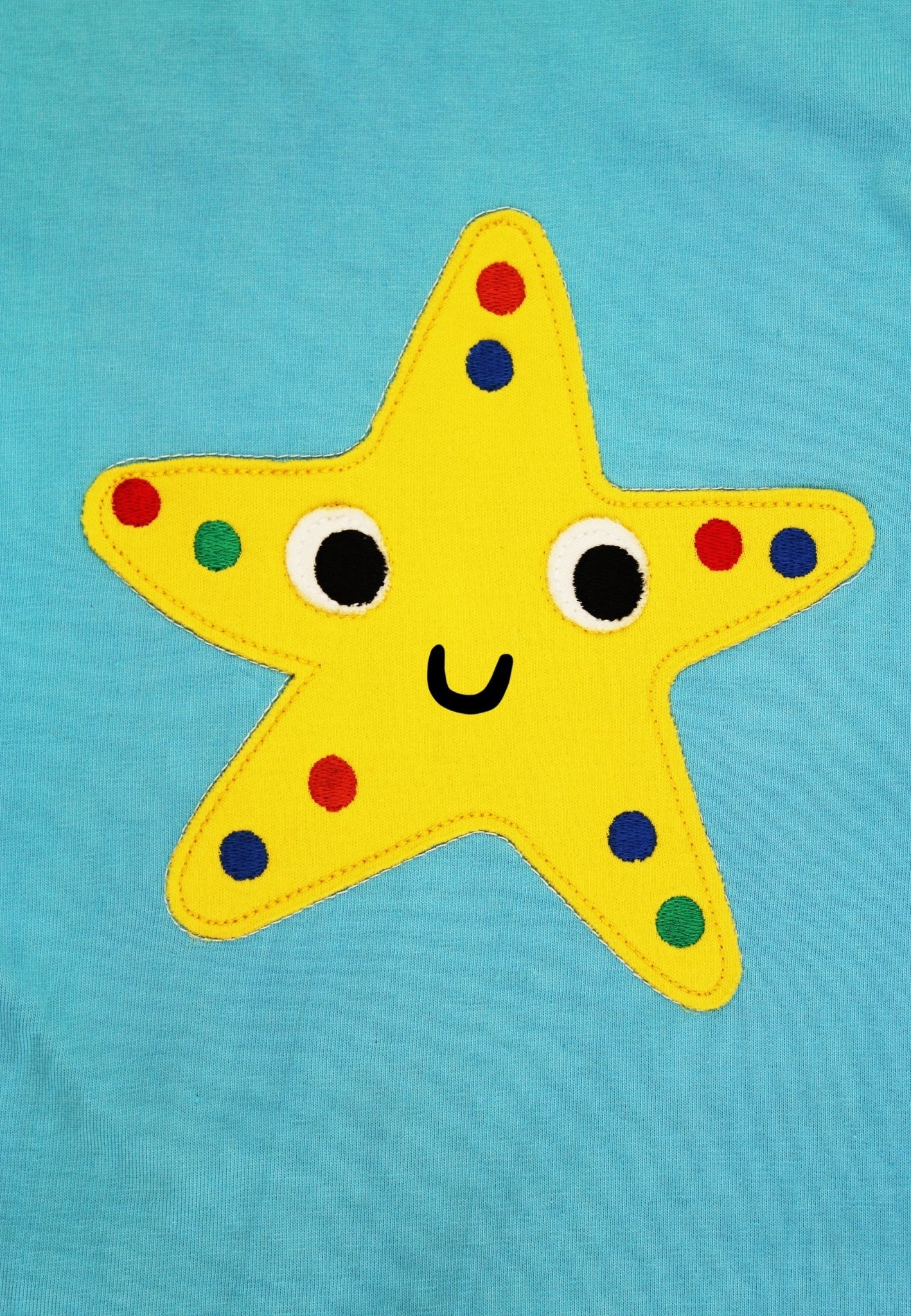 Bio - Baumwoll Kinder Shirt kurzarm mit Seestern - Applikation - Toby Tiger GmbH