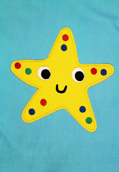 Bio - Baumwoll Kinder Shirt kurzarm mit Seestern - Applikation - Toby Tiger GmbH