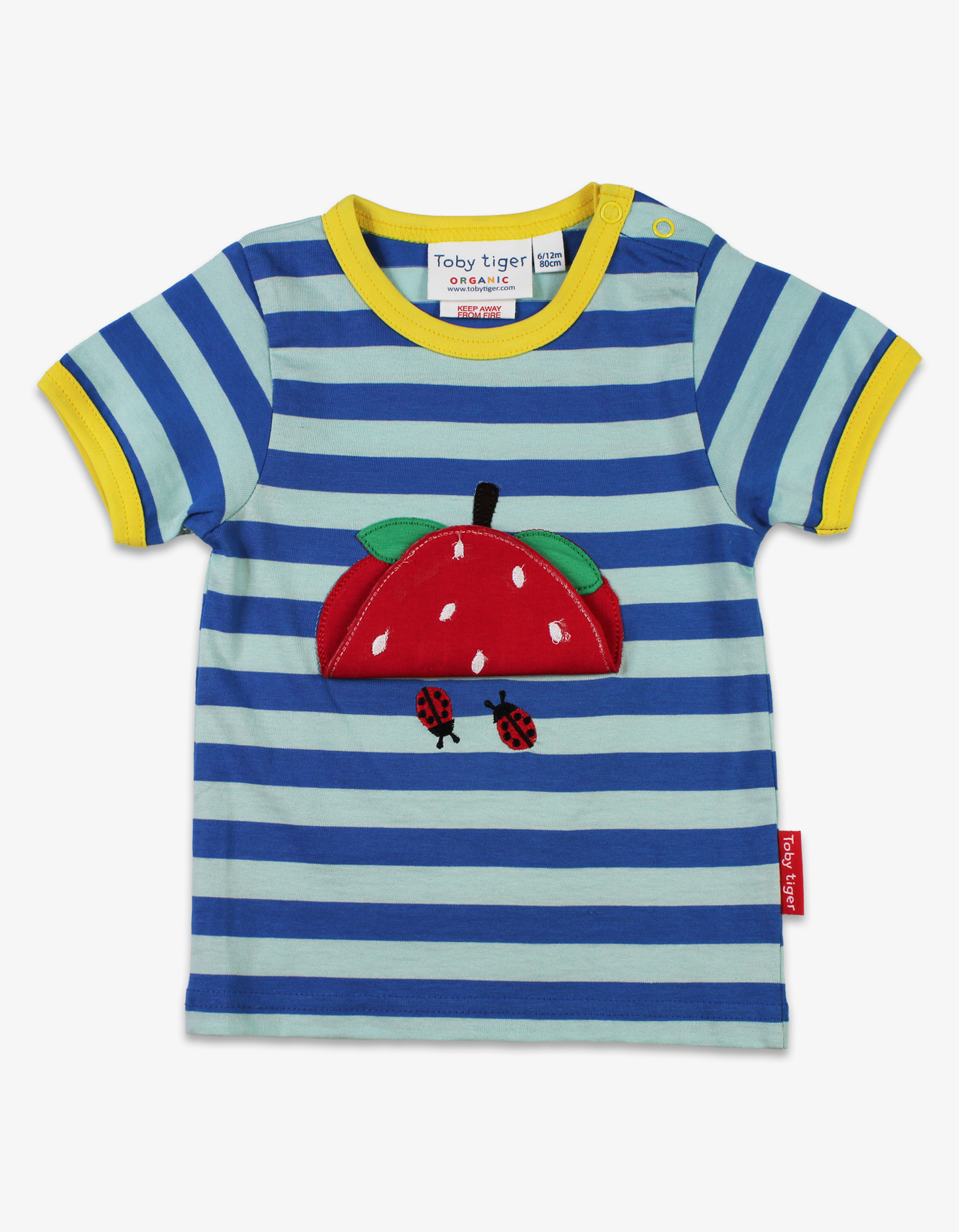Organic cotton short-sleeved shirt with strawberry appliqué