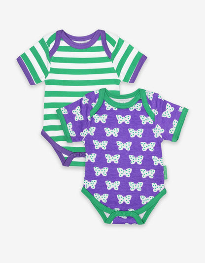 Baby Bodys aus Bio Baumwolle, 2er - Pack, grün und violett - Toby Tiger GmbH Retail