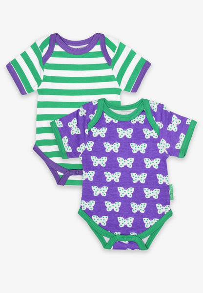 Baby Bodys aus Bio Baumwolle, 2er - Pack, grün und violett - Toby Tiger GmbH