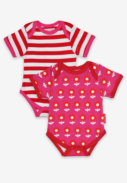 Baby Bodys aus Bio Baumwolle, 2er - Pack, rot und pink - Toby Tiger GmbH