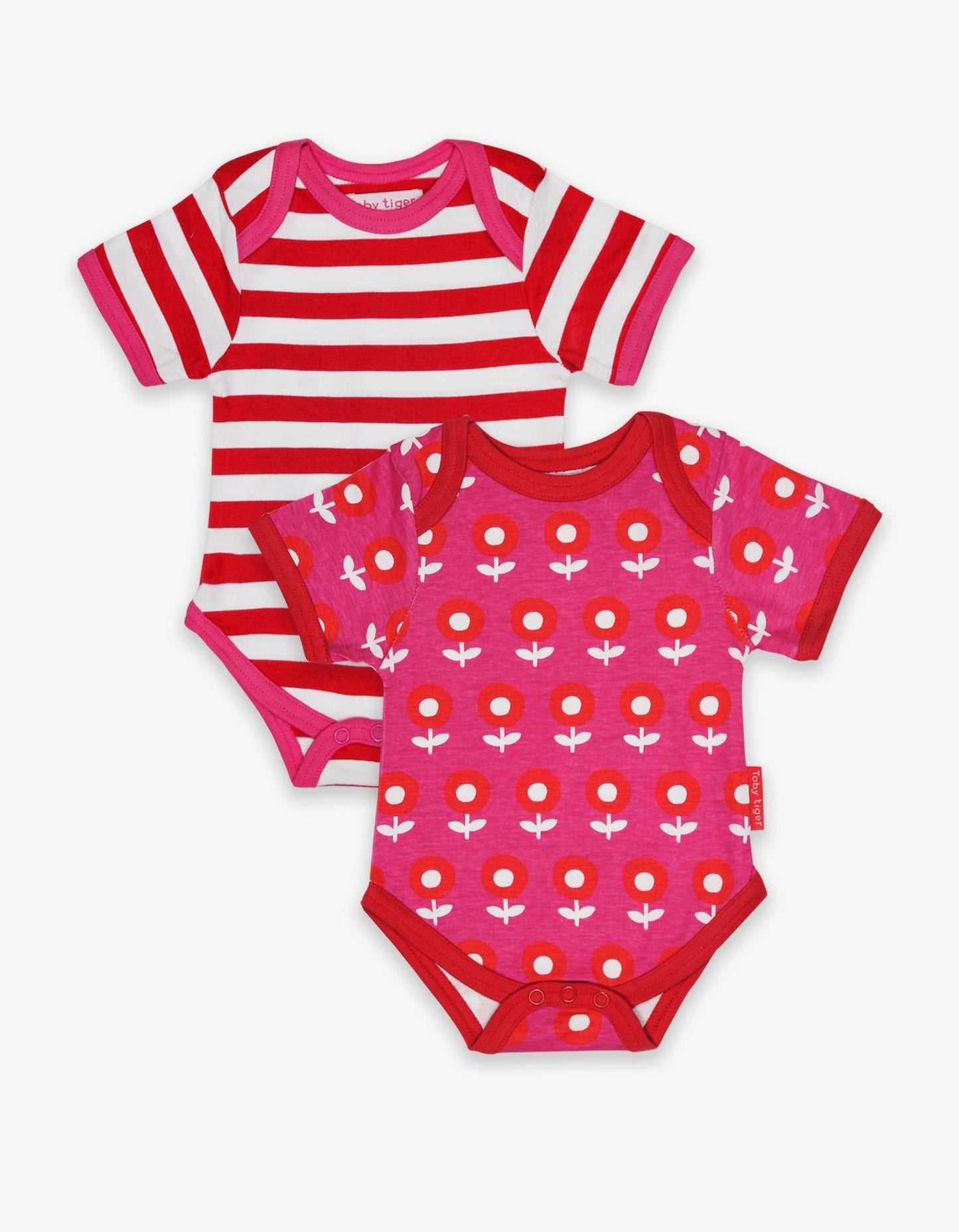 Baby Bodys aus Bio Baumwolle, 2er - Pack, rot und pink - Toby Tiger GmbH Retail