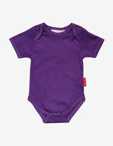 Baby body made of organic cotton in purple, plain colour