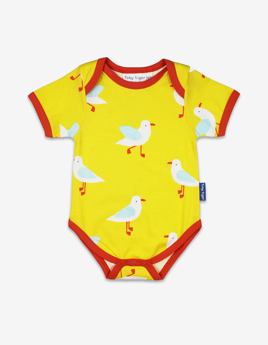 Baby bodysuit made of organic cotton with seagull print