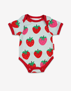 Baby bodysuit made of organic cotton with strawberry print