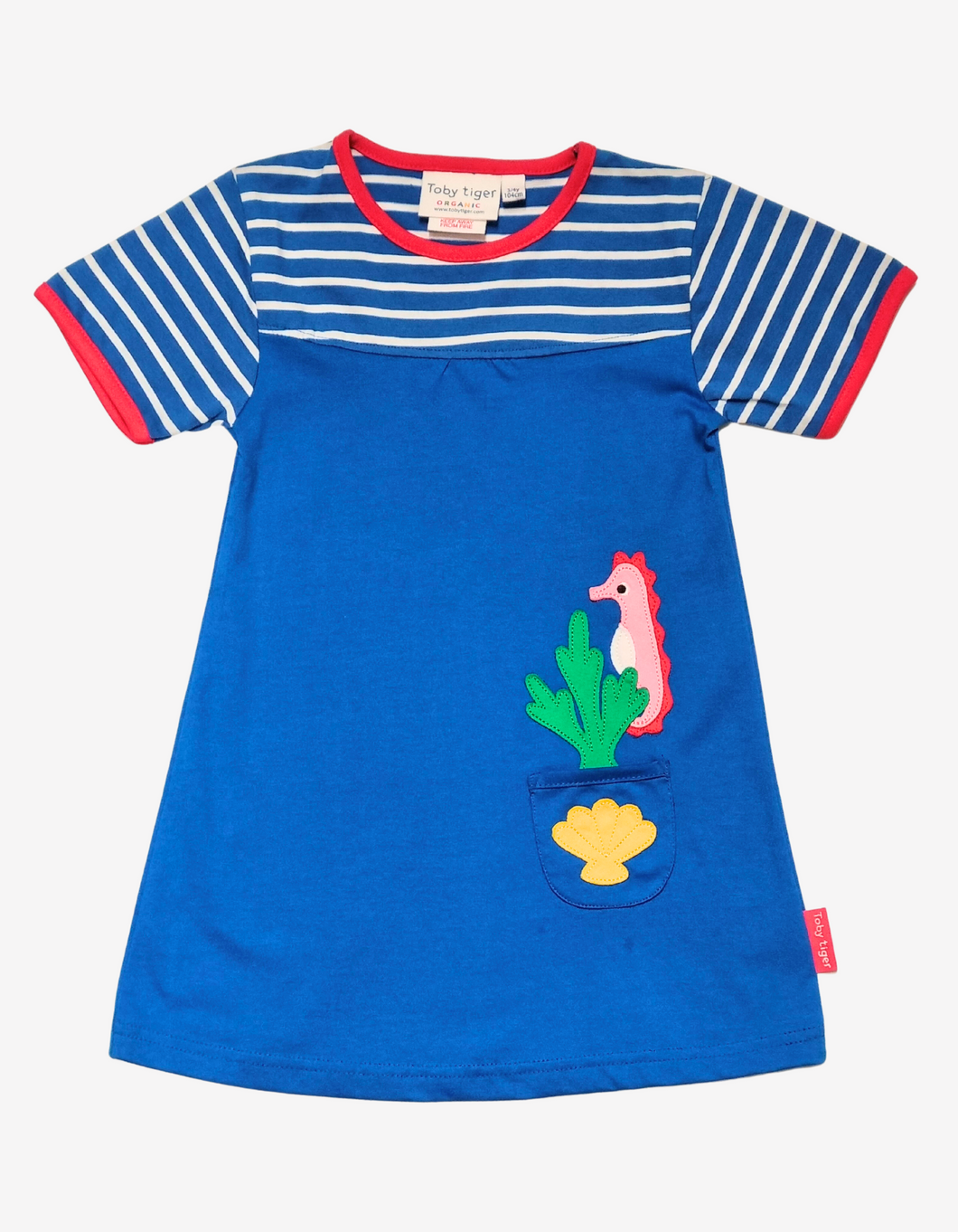 T-Shirt-Kleid mit Seepferdchen-Applikation aus Bio-Baumwolle