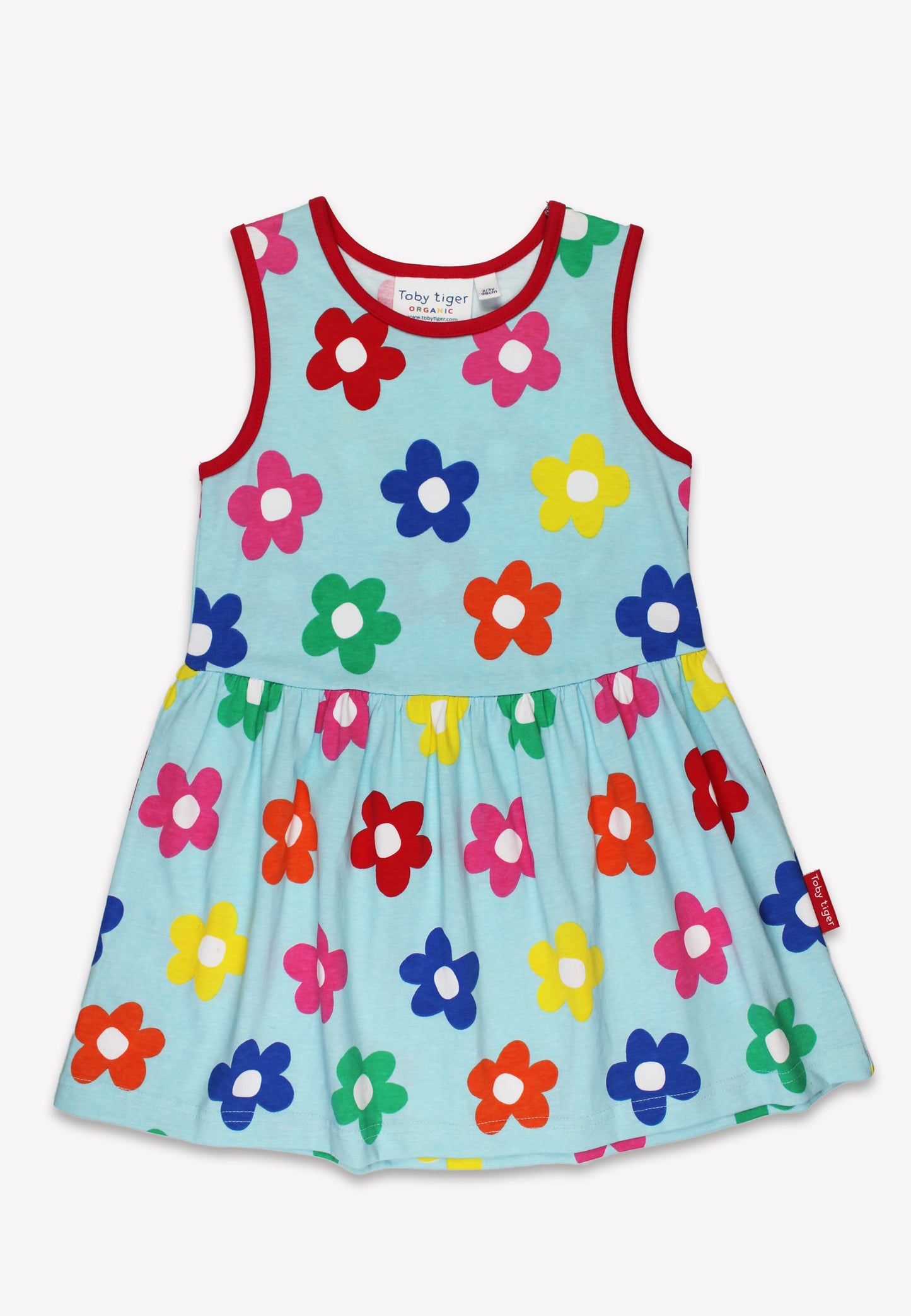 Bio-Baumwoll Kinder Sommerkleid mit Regenbogenblumen-Druck