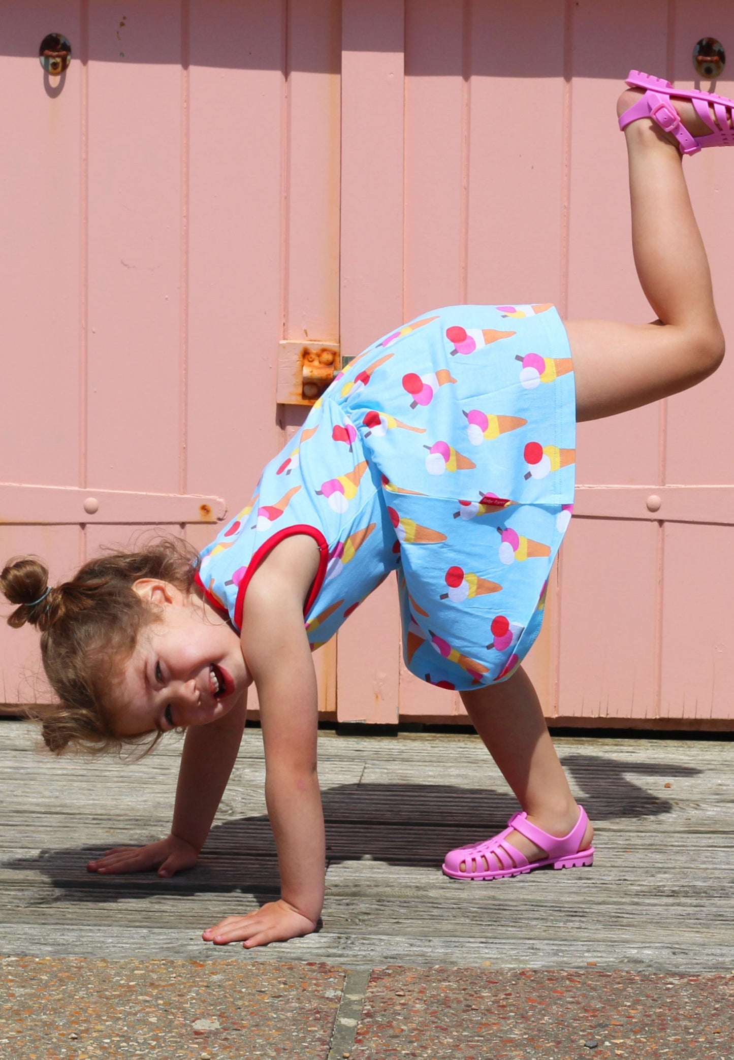 Bio-Baumwoll Kinder Sommerkleid mit Eiswaffel-Druck