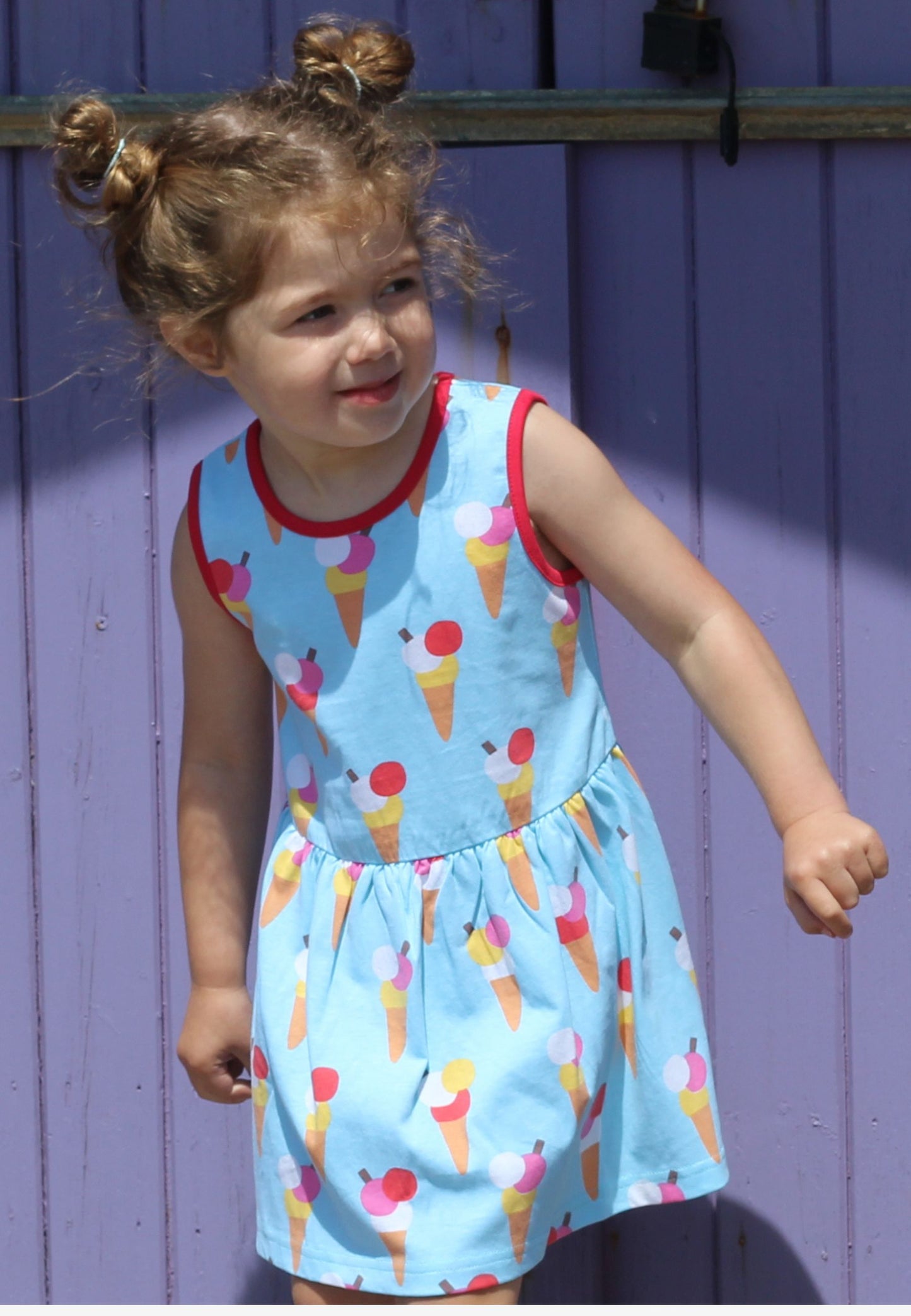 Bio-Baumwoll Kinder Sommerkleid mit Eiswaffel-Druck