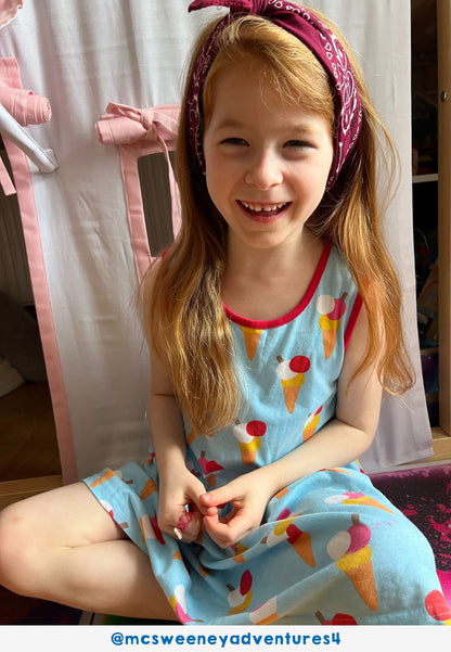 Bio-Baumwoll Kinder Sommerkleid mit Eiswaffel-Druck