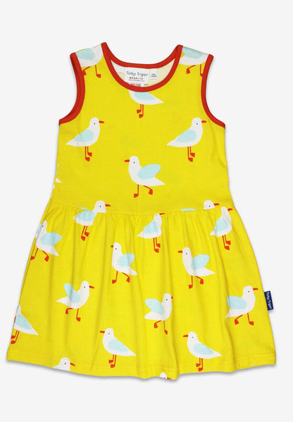 Sommerkleid aus Bio - Baumwolle mit Möwen - Print in Gelbes - Toby Tiger GmbH