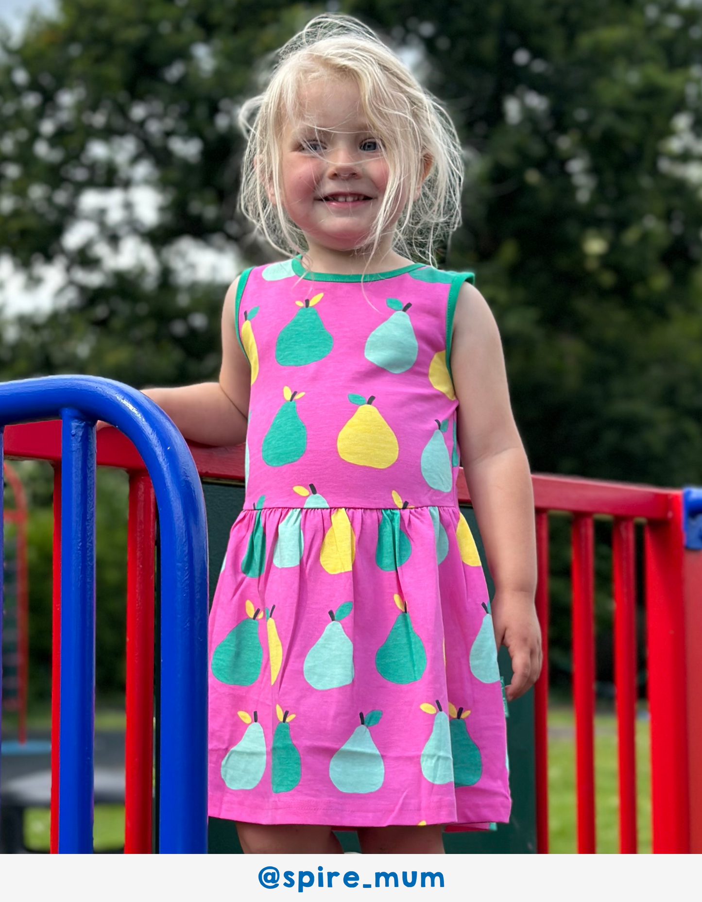 Organic cotton summer dress with pear print