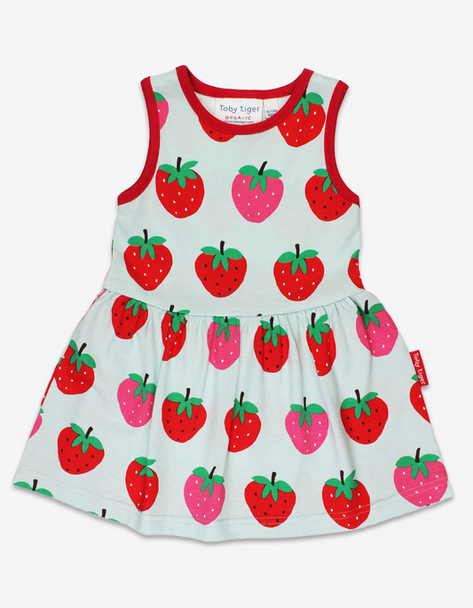 Sommerkleid aus Bio-Baumwolle mit Erdbeer-Print