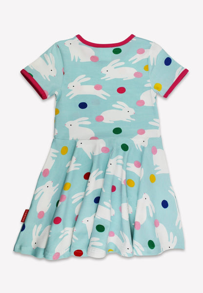Bio - Baumwoll Kinder Skaterkleid kurzarm mit Hasenparty - Druck - Toby Tiger GmbH