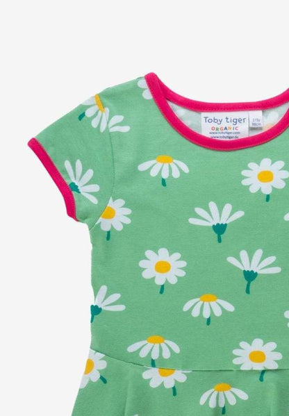 Kleid, kurze Ärmel, Bio Baumwolle mit Gänseblümchen - Print - Toby Tiger GmbH