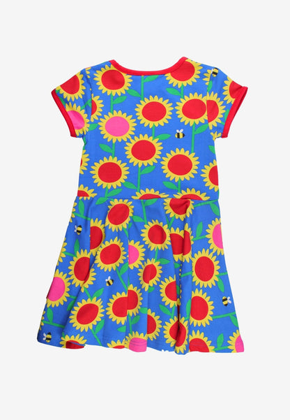 Bio - Baumwoll Kinder Skaterkleid kurzarm mit Sonnenblumen - Meer - Druck - Toby Tiger GmbH