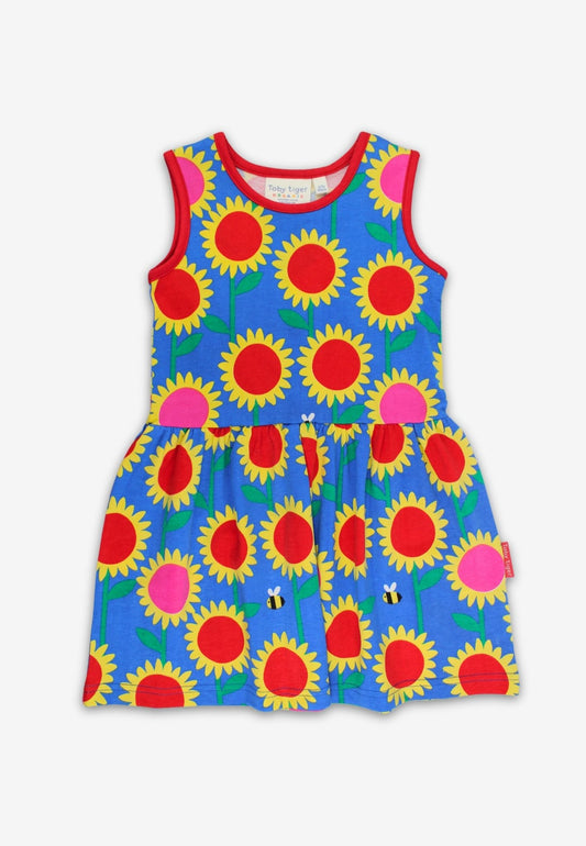 Bio - Baumwoll Kinder Sommerkleid mit Sonnenblumen - Meer - Druck - Toby Tiger GmbH