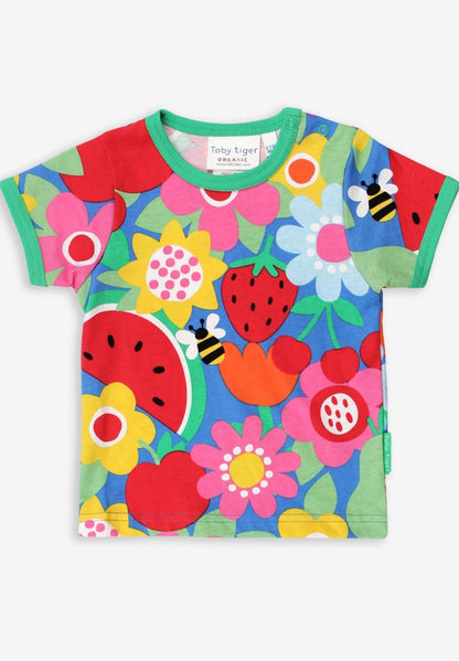 T-Shirt Blumen und Früchte Print, Bio Baumwolle - Toby Tiger GmbH