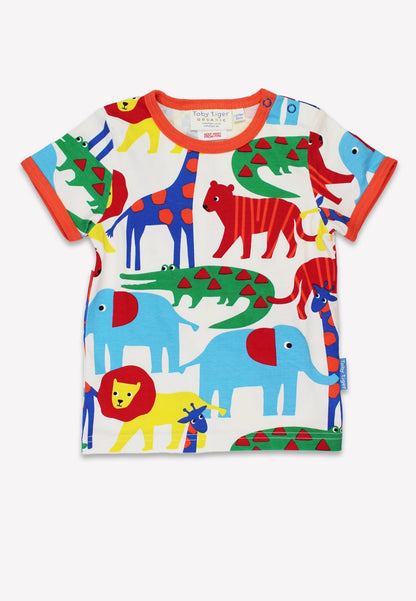 Bio - Baumwoll Kinder Shirt kurzarm mit Safari - Druck - Toby Tiger GmbH