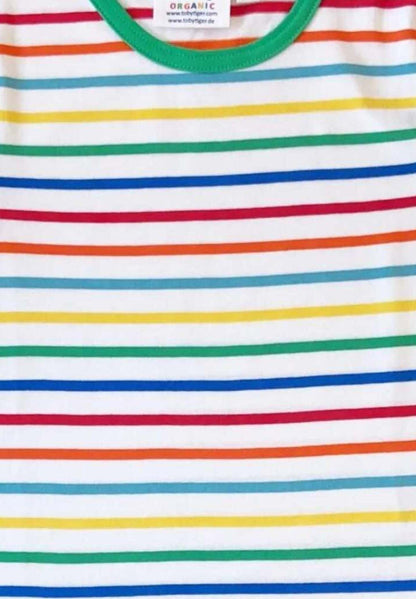 Grünes T-Shirt mit Regenbogenstreifen aus Bio - Baumwolle - Toby Tiger GmbH